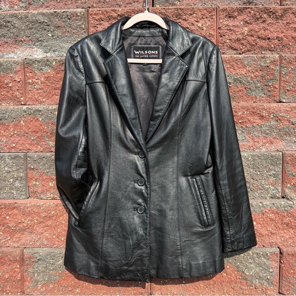 Wilsons Jacket Womens Medium Leather 3 Button Notch Collar Effortless Outerwear - Picture 1 of 7